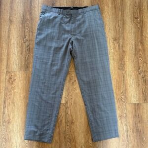Piacenza Reserve Mens 38x31 Grey Glen Plaid Trousers Dress Pants Made in Italy